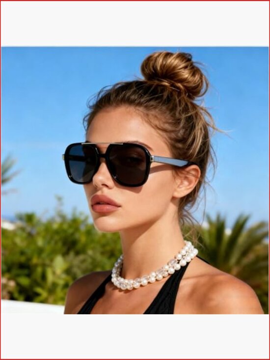 Fashion Designer Aviator Square Sunglasses UV400 Protection